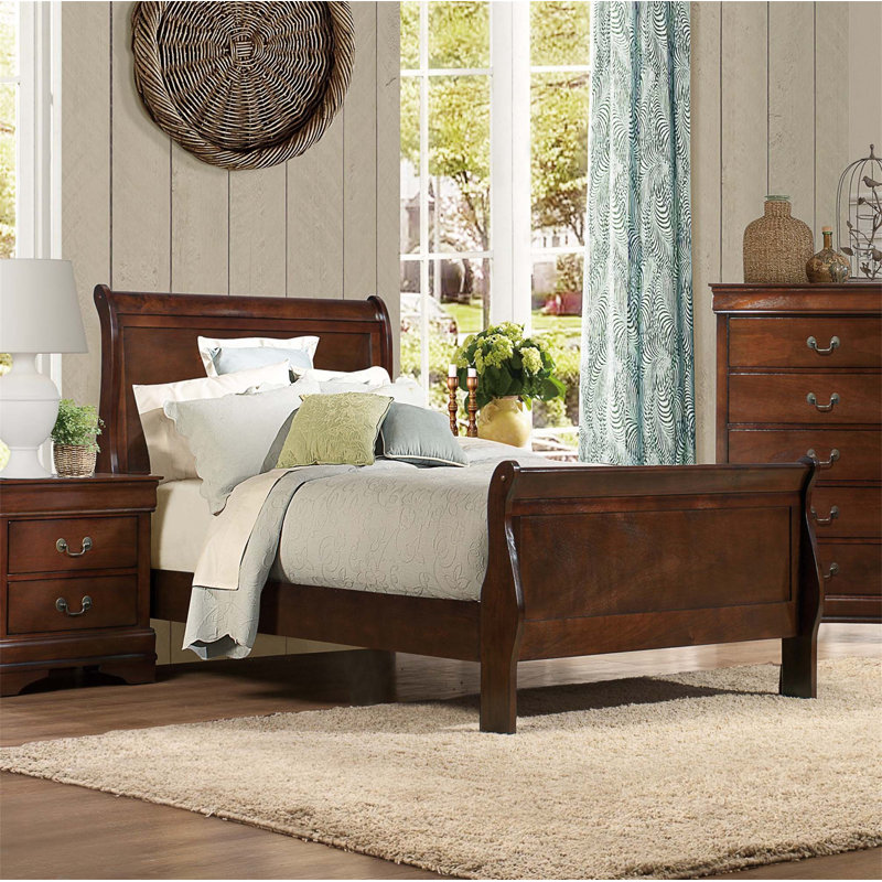 Classic Louis Philipe Style Bed 1Pc Traditional Design Bedroom Furniture Sleigh Bed